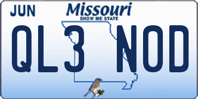 MO license plate QL3N0D
