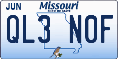 MO license plate QL3N0F