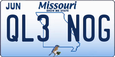 MO license plate QL3N0G