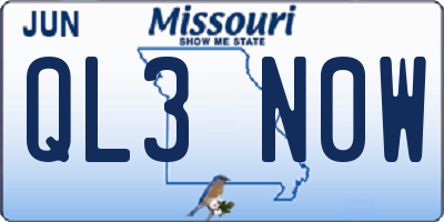 MO license plate QL3N0W
