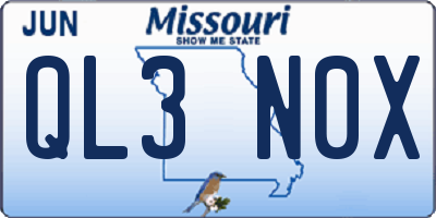 MO license plate QL3N0X