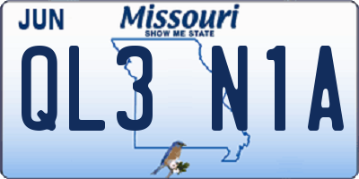 MO license plate QL3N1A