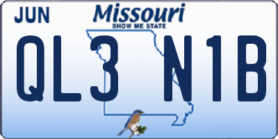 MO license plate QL3N1B