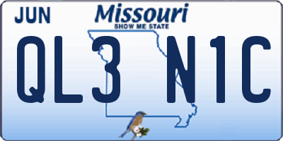 MO license plate QL3N1C