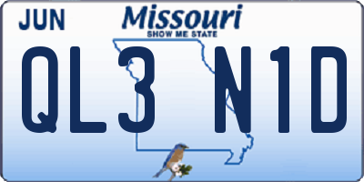 MO license plate QL3N1D