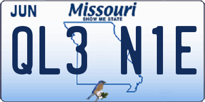 MO license plate QL3N1E