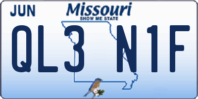 MO license plate QL3N1F