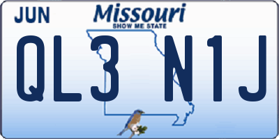 MO license plate QL3N1J