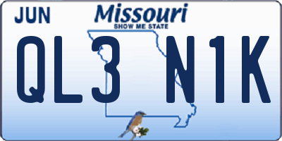 MO license plate QL3N1K