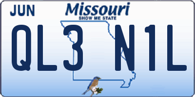 MO license plate QL3N1L