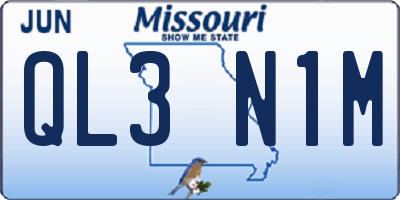 MO license plate QL3N1M