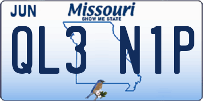 MO license plate QL3N1P