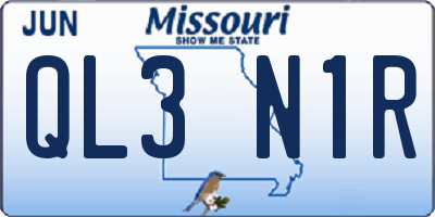 MO license plate QL3N1R