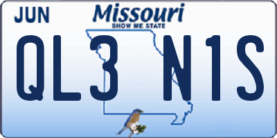 MO license plate QL3N1S