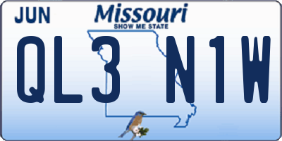 MO license plate QL3N1W