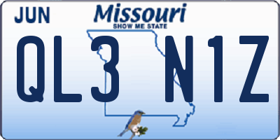 MO license plate QL3N1Z