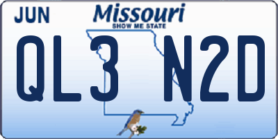 MO license plate QL3N2D