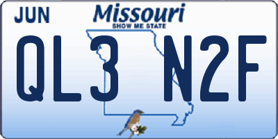 MO license plate QL3N2F