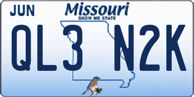 MO license plate QL3N2K
