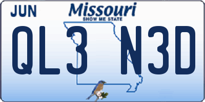 MO license plate QL3N3D