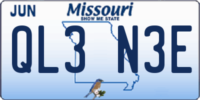 MO license plate QL3N3E