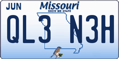 MO license plate QL3N3H