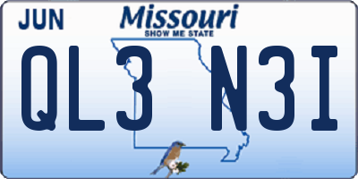 MO license plate QL3N3I