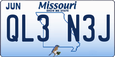 MO license plate QL3N3J