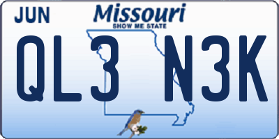 MO license plate QL3N3K