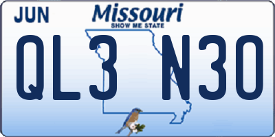 MO license plate QL3N3O