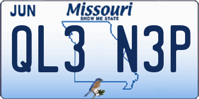 MO license plate QL3N3P
