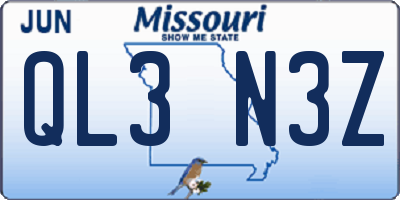 MO license plate QL3N3Z