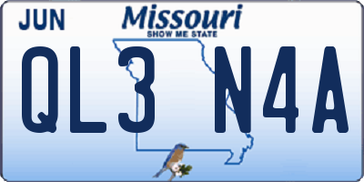 MO license plate QL3N4A