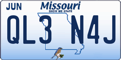 MO license plate QL3N4J