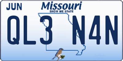 MO license plate QL3N4N