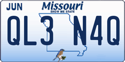 MO license plate QL3N4Q