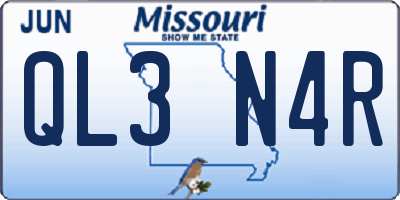 MO license plate QL3N4R