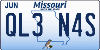 MO license plate QL3N4S