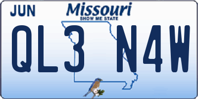 MO license plate QL3N4W