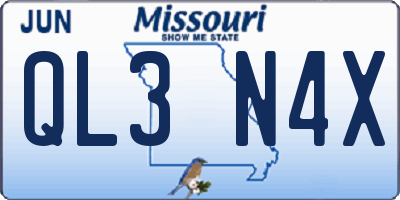 MO license plate QL3N4X