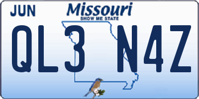 MO license plate QL3N4Z