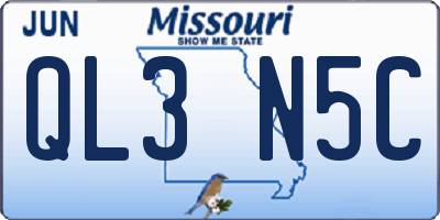 MO license plate QL3N5C