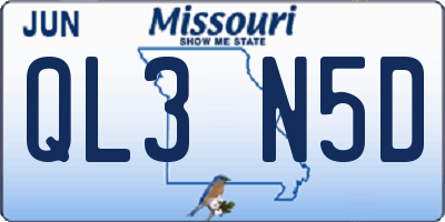 MO license plate QL3N5D