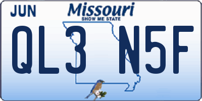 MO license plate QL3N5F