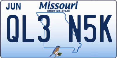 MO license plate QL3N5K