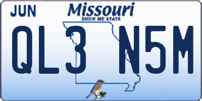 MO license plate QL3N5M