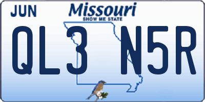 MO license plate QL3N5R