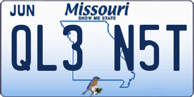 MO license plate QL3N5T