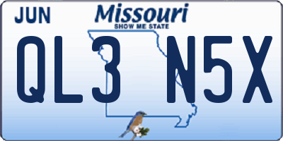 MO license plate QL3N5X