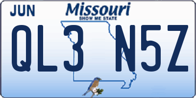 MO license plate QL3N5Z